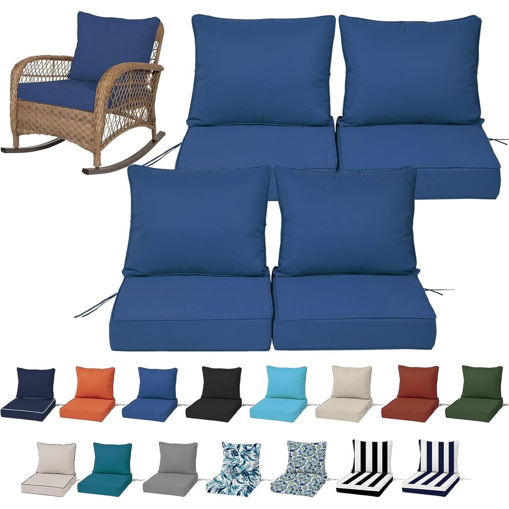 Outdoor Furniture Cushions - ชุดเบาะรองนั่งกลางแจ้งขนาด 24x24 นิ้ว จำนวน 4 ชิ้น,