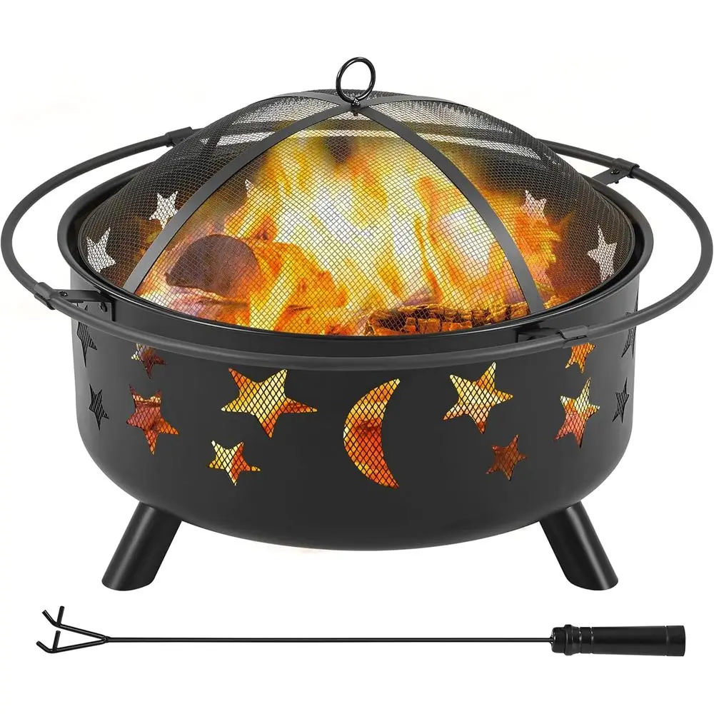 Fire Pit Bowl - เตาผิงกลางแจ้งขนาดใหญ่พร้อมชามเผาไม้สำหรับความบันเทิงในลานบ้านและสวนหลังบ้าน