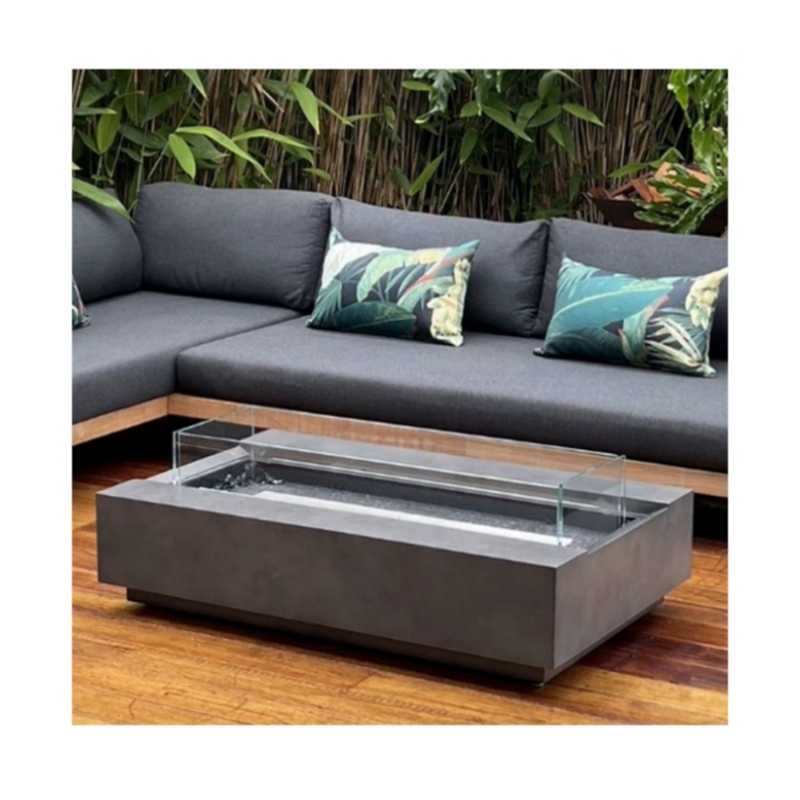 Outdoor Furniture Fire Pit - เตาผิงเหล็กคอร์เทนสมัยใหม่ ชุดเฟอร์นิเจอร์กลางแจ้งแบบใช้แก๊ส โต๊ะเตาผิงขนาดใหญ่ เตาผิงแก๊สขนาดใหญ่