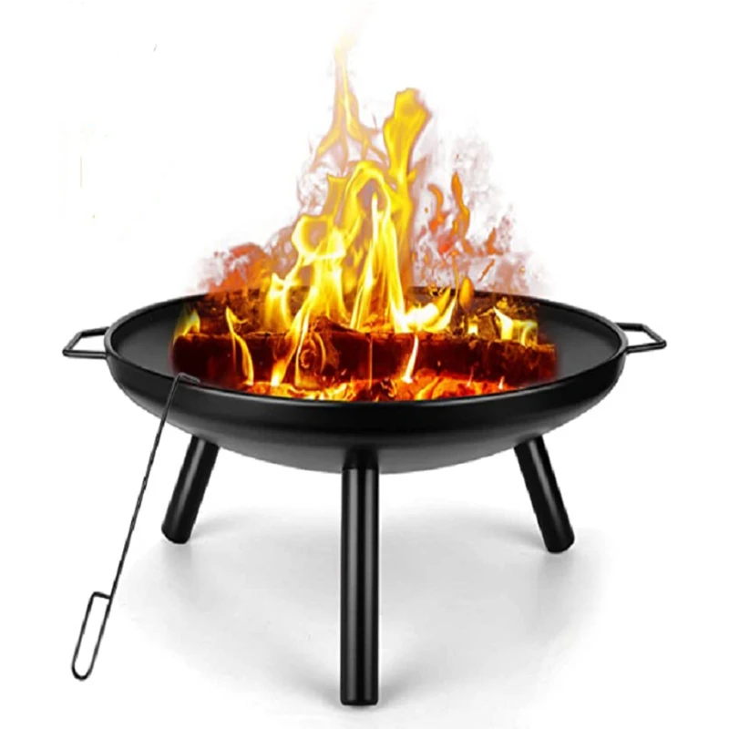 Fire Pit Bowl - 24 นิ้วชามไฟพร้อมแหนบบาร์บีคิวตะกร้าไฟสําหรับ Garden Camping Patio Terrace