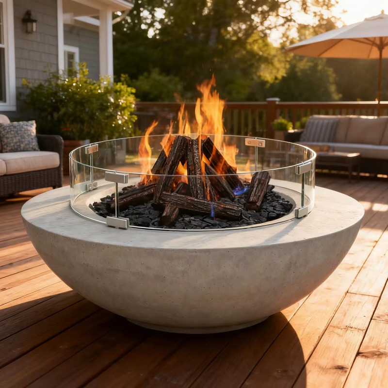 Fire Pit Bowl - 【ขายดี】โต๊ะเตาไฟ GFRC ขนาด 36 นิ้ว พร้อมหัวเตาสแตนเลส