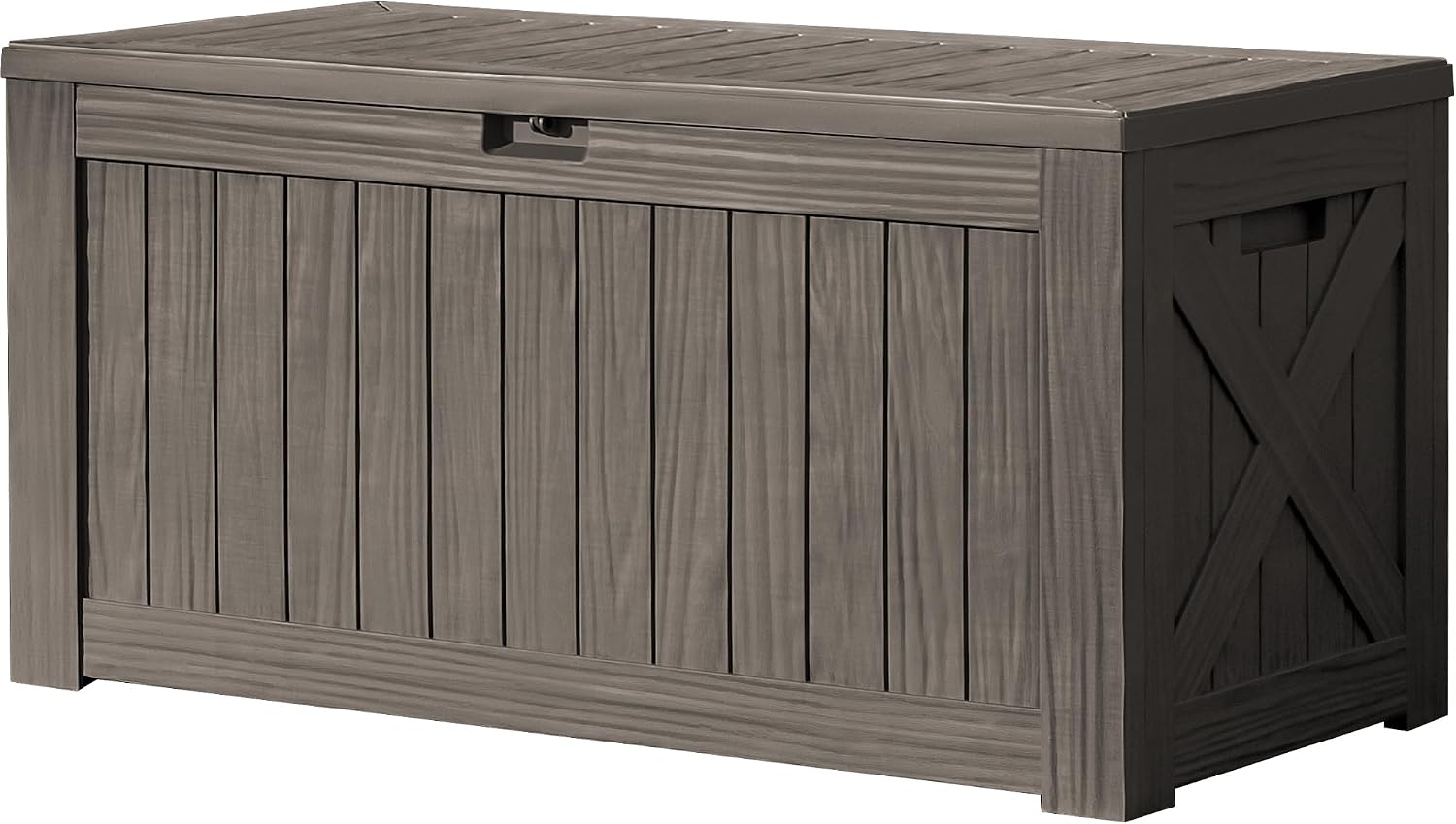 Outdoor Furniture Wood - กล่องเก็บของขนาดใหญ่ 120 แกลลอน สำหรับใช้งานกลางแจ้ง ตู้เก็บของกันน้ำ ทำจากเรซิน