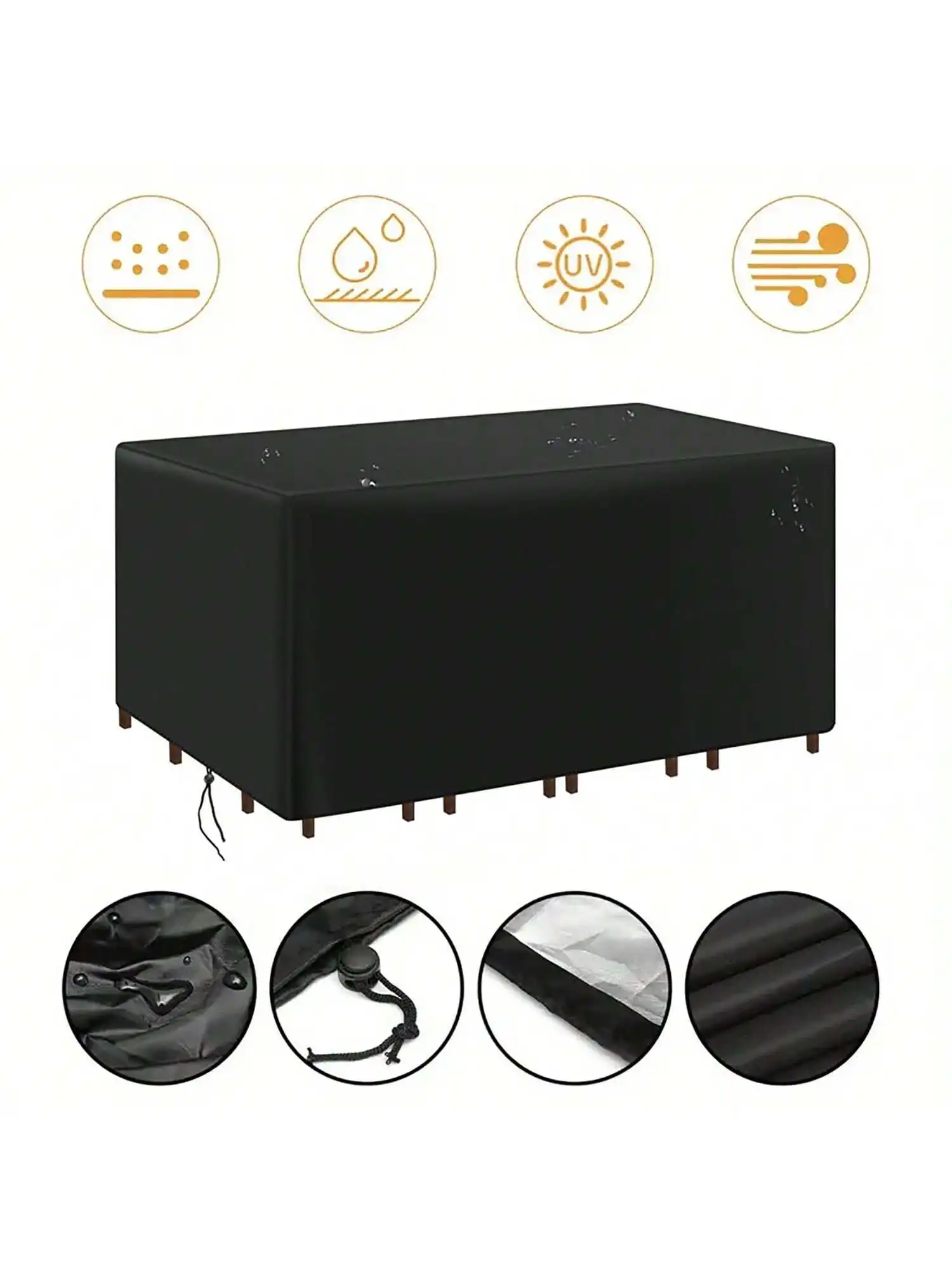 Outdoor Furniture Nearby - หลายขนาดลานกลางแจ้งสวนเฟอร์นิเจอร์กันน้ํากันฝุ่นสําหรับเก้าอี้โซฟาและโต๊ะสีดํา
