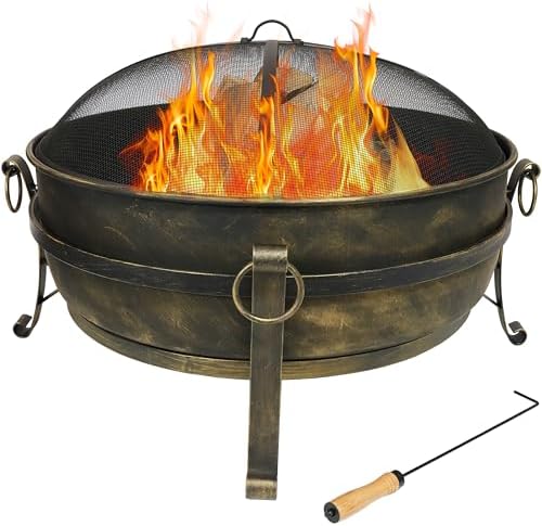 Fire Pit Bowl - เตาผิงเหล็กขนาดใหญ่ 34 นิ้ว สำหรับใช้งานกลางแจ้ง - ชามเตาผิงสำหรับเผาไม้