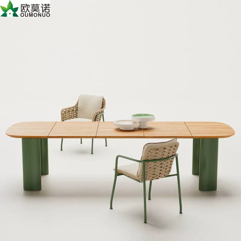 Outdoor Furniture For Cafe - ชุดโต๊ะและเก้าอี้รับประทานอาหารกลางแจ้งสไตล์นอร์ดิก ทำจากหวาย เหมาะสำหรับโฮมสเตย์ วิลล่า โรงแรม คาเฟ่