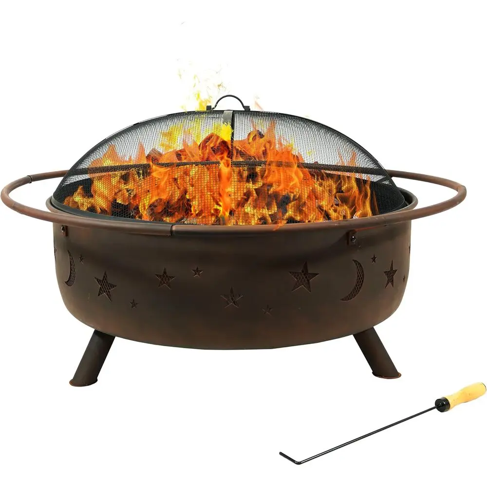 Fire Pit Bowl - เตาผิงกลางแจ้งขนาด 42 นิ้ว สำหรับเผาไม้ พร้อมอุปกรณ์เสริมสำหรับลานบ้าน สวนหลังบ้าน