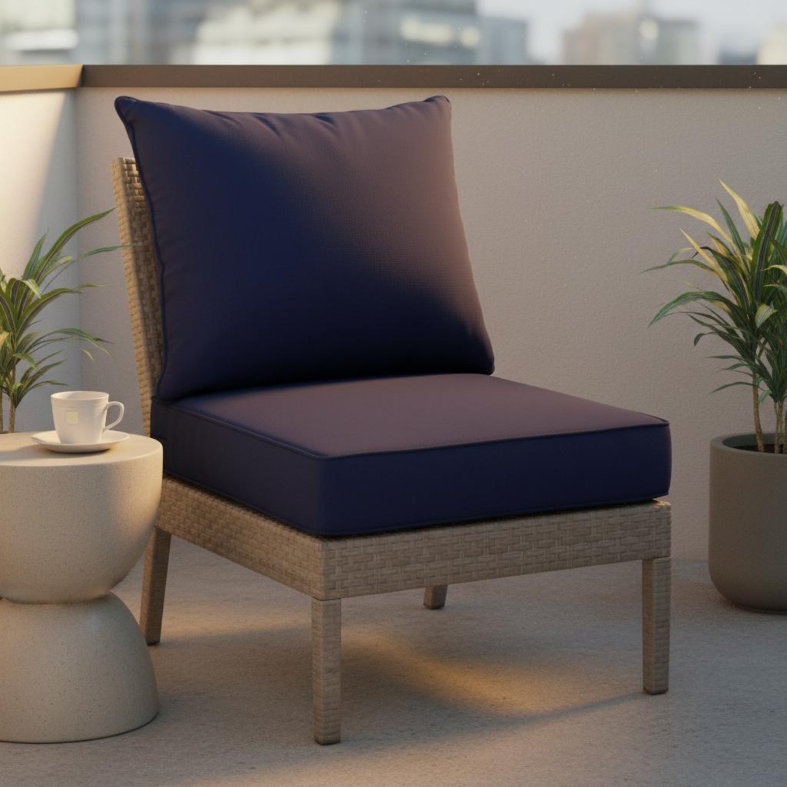 Outdoor Furniture Cushions - แผ่นรองเก้าอี้ลานบ้านแบบซ่อนได้ ชุดแผ่นรองเก้าอี้ลานบ้าน เบาะรองนั่งและพนักพิง ทนทานต่อการซีดจาง เหมาะสำหรับใช้งานกลางแจ้ง