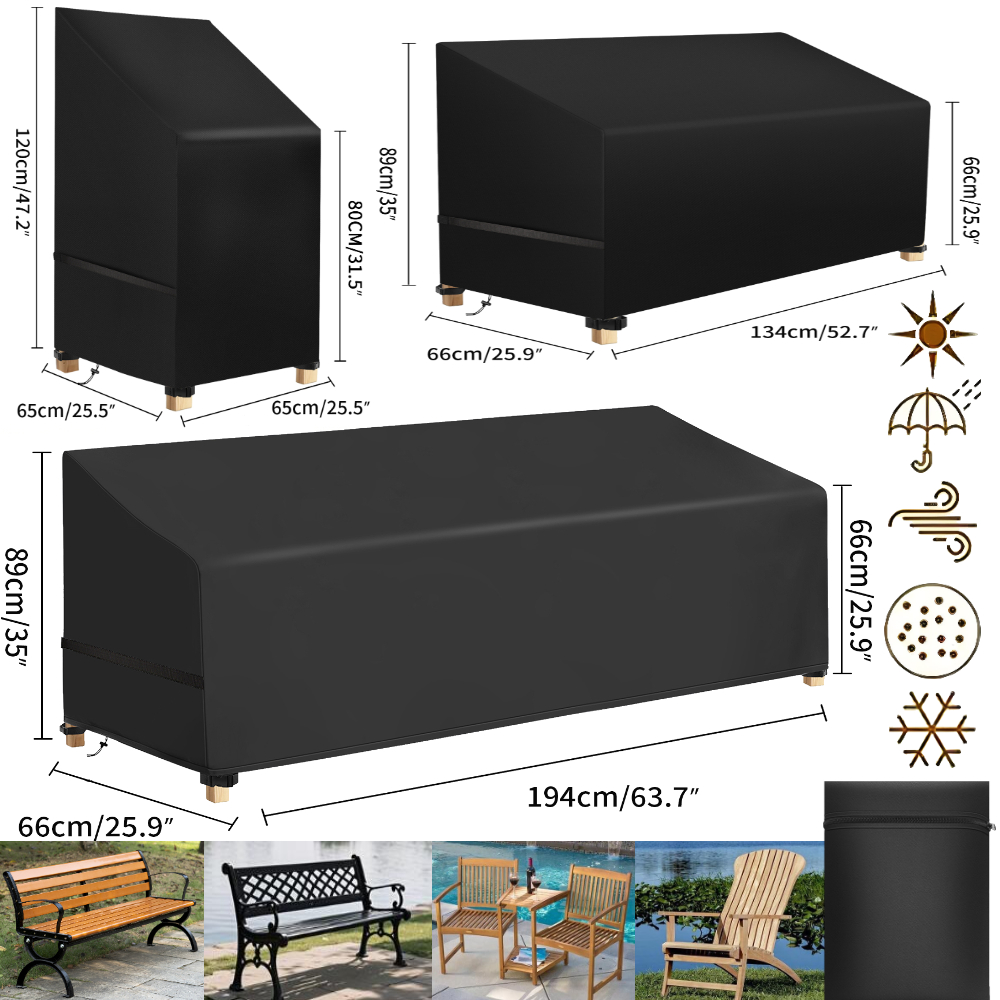 Outdoor Furniture Sunbrella - ผ้าคลุมเก้าอี้สนามกันน้ำ ป้องกันฝุ่น สำหรับเฟอร์นิเจอร์สวน ปกป้องโซฟากลางแจ้งจากฝนและรังสียูวี สำหรับเก้าอี้พักผ่อน สนามหญ้า