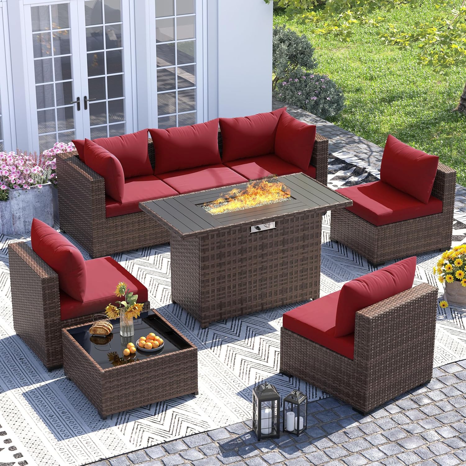 ชุดโซฟาหวาย 8 ชิ้น สำหรับทุกสภ - Outdoor Furniture Fire Pit บทวิจารณ์และราคา
