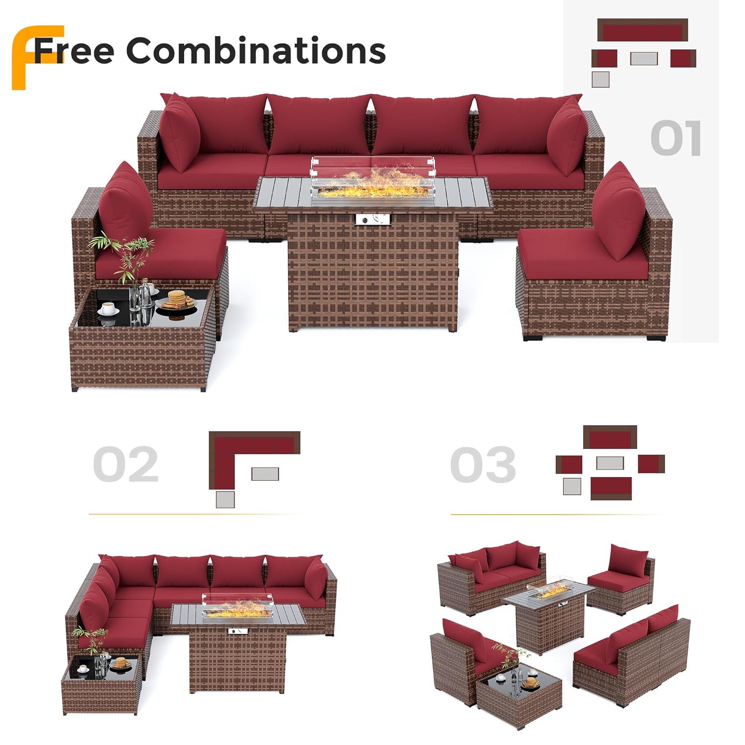 ชุดโซฟาหวาย 8 ชิ้น สำหรับทุกสภ - Outdoor Furniture Fire Pit บทวิจารณ์และราคา
