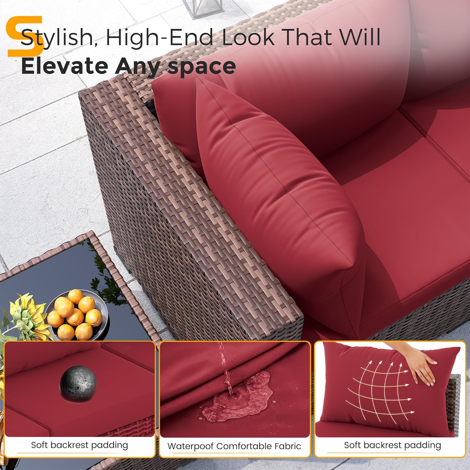 ชุดโซฟาหวาย 8 ชิ้น สำหรับทุกสภ - Outdoor Furniture Fire Pit บทวิจารณ์และราคา