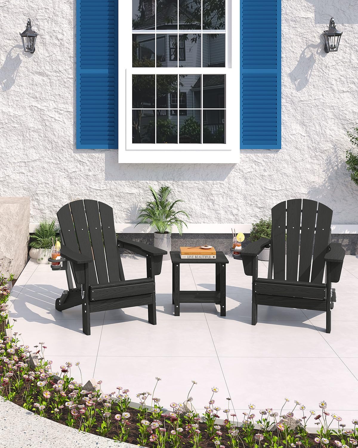 เก้าอี้ Adirondack พับได้ ทำจา - Outdoor Furniture Fire Pit บทวิจารณ์และราคา