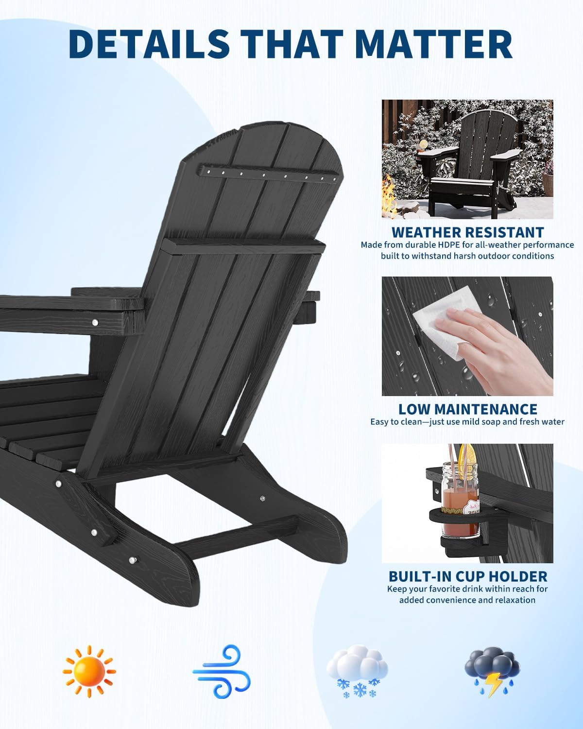 เก้าอี้ Adirondack พับได้ ทำจา - Outdoor Furniture Fire Pit บทวิจารณ์และราคา