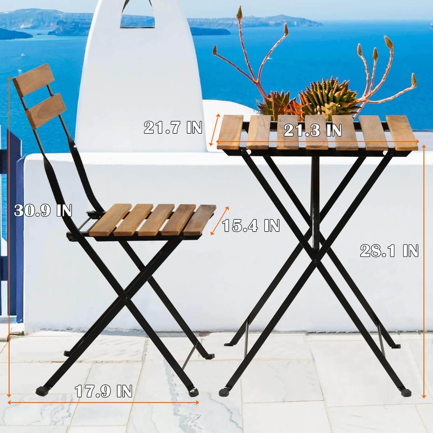 ชุดโต๊ะบิสโทรพับได้ 3 ชิ้น ทำจ - Outdoor Furniture Wood บทวิจารณ์และราคา