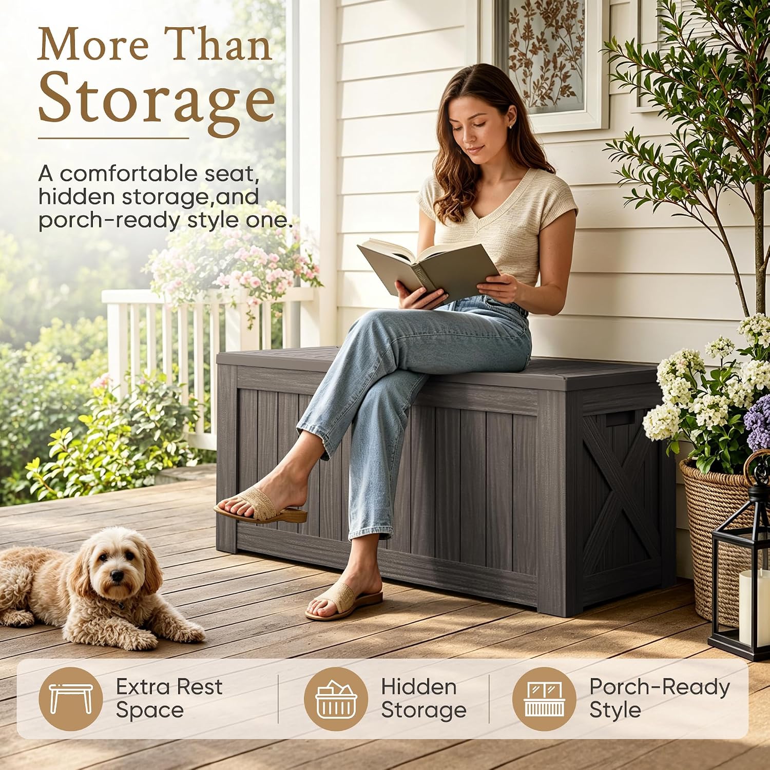 กล่องเก็บของขนาดใหญ่ 120 แกลลอ - Outdoor Furniture Wood บทวิจารณ์และราคา