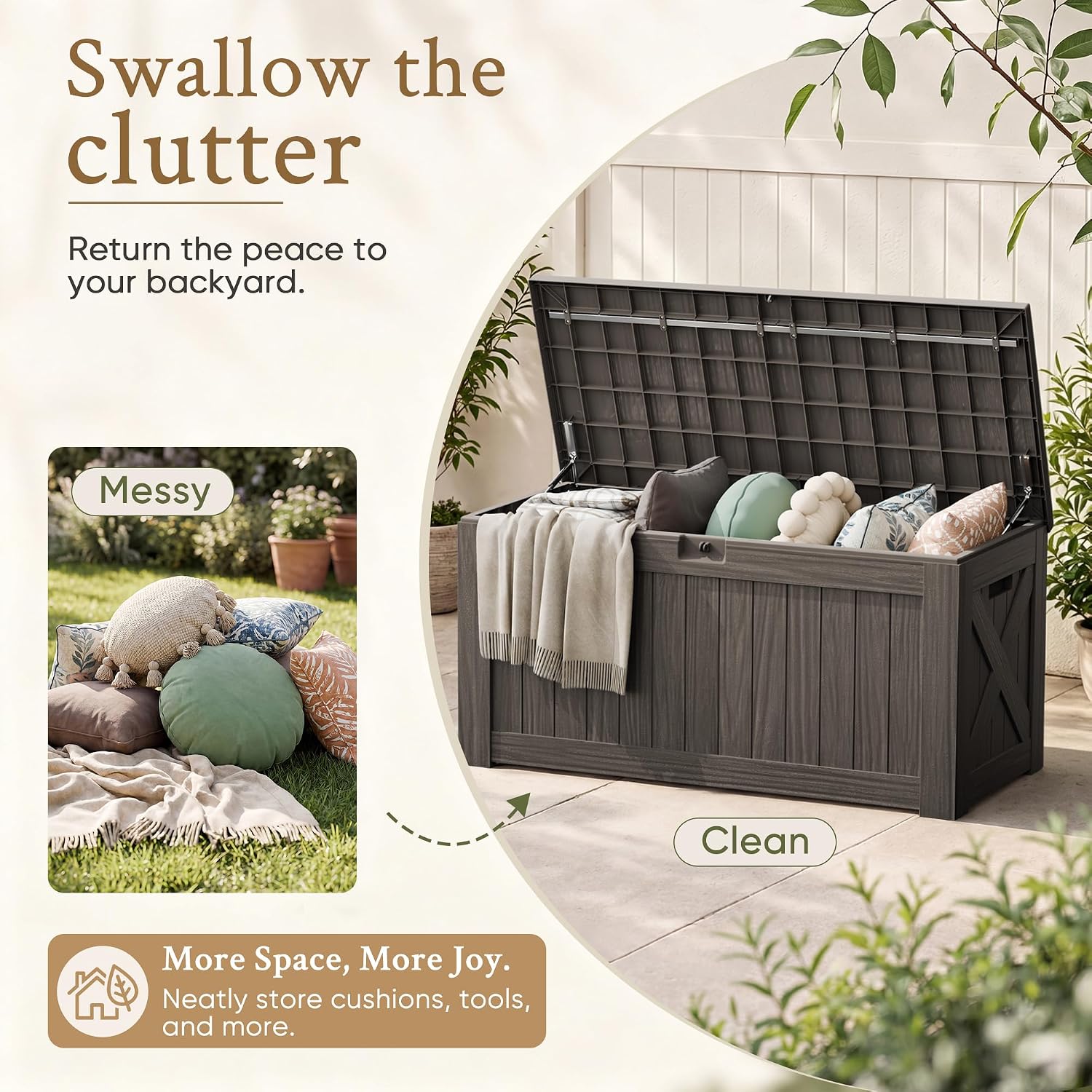 กล่องเก็บของขนาดใหญ่ 120 แกลลอ - Outdoor Furniture Wood บทวิจารณ์และราคา