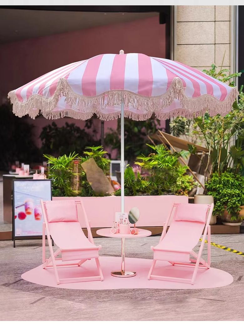 ร่มชายหาดตกแต่งพร้อมพู่ 1 ชิ้น - Outdoor Furniture Sunbrella บทวิจารณ์และราคา