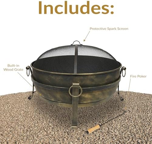 เตาผิงเหล็กขนาดใหญ่ 34 นิ้ว สำ - Fire Pit Bowl บทวิจารณ์และราคา