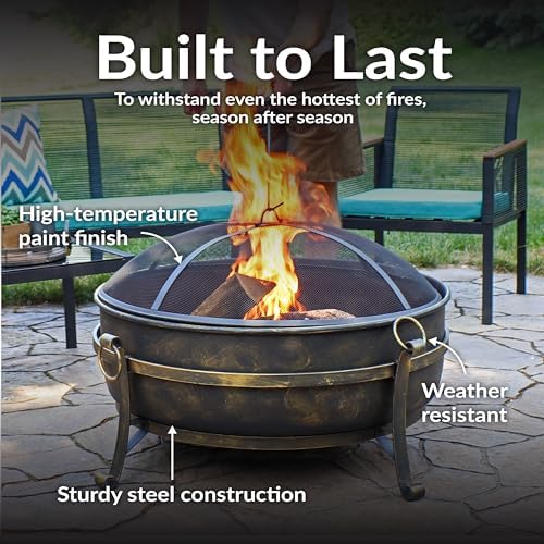 เตาผิงเหล็กขนาดใหญ่ 34 นิ้ว สำ - Fire Pit Bowl บทวิจารณ์และราคา
