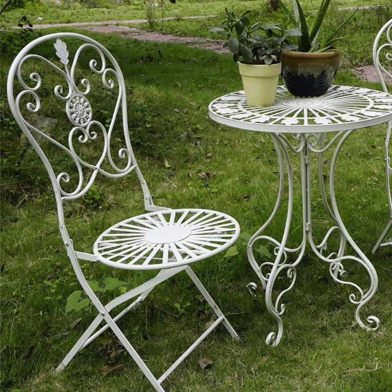 โต๊ะเหล็กและเก้าอี้สไตล์วินเทจ - Outdoor Furniture For Cafe บทวิจารณ์และราคา