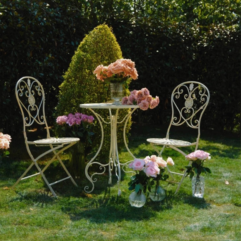 โต๊ะเหล็กและเก้าอี้สไตล์วินเทจ - Outdoor Furniture For Cafe บทวิจารณ์และราคา