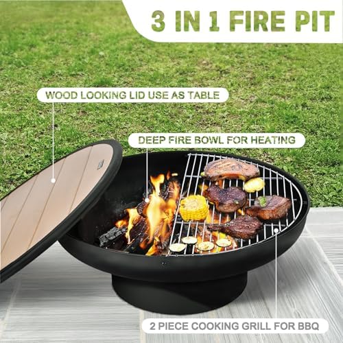 โต๊ะเตาไฟขนาด 32 นิ้ว พร้อมฝาป - Fire Pit Bowl บทวิจารณ์และราคา