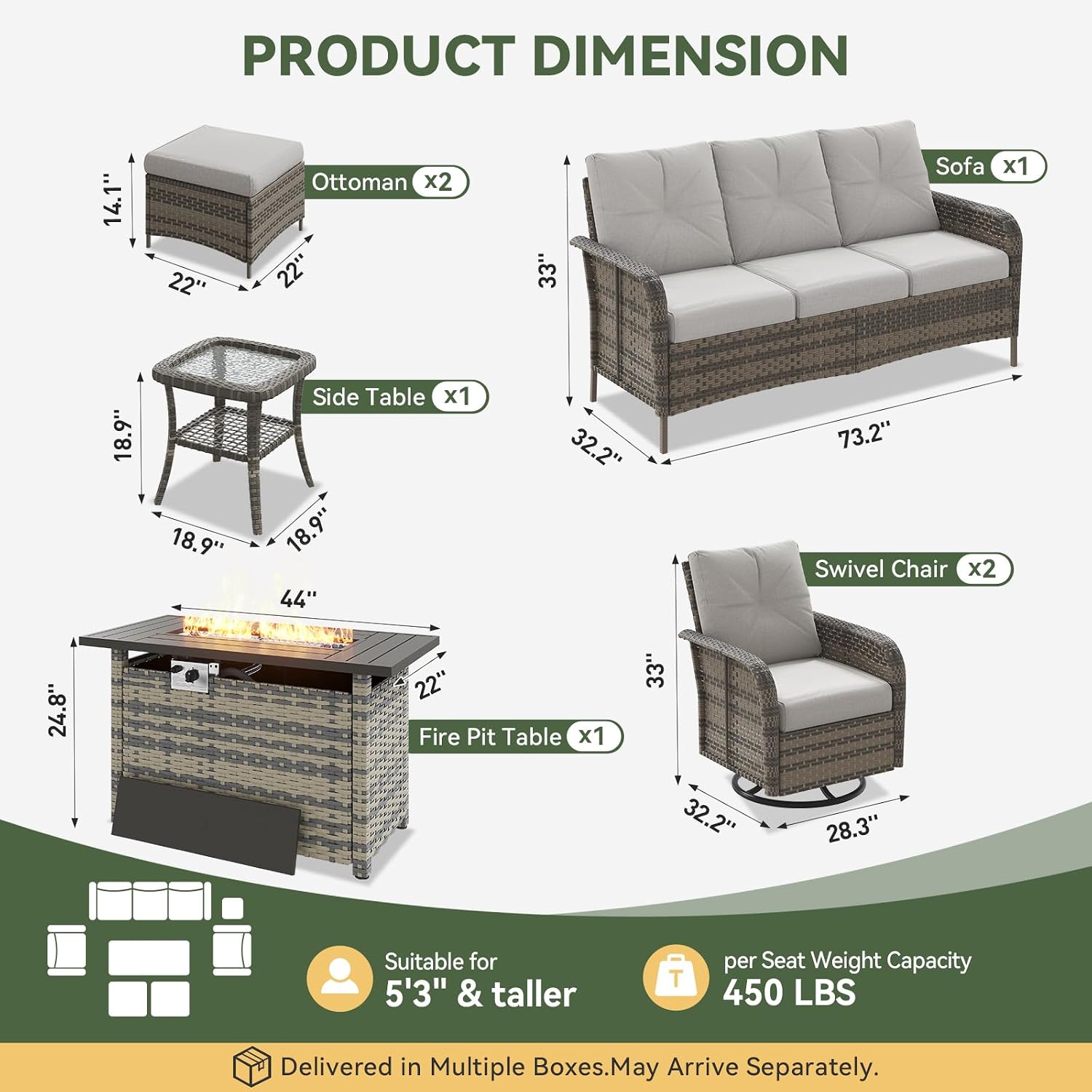 ชุดเฟอร์นิเจอร์หวาย 7 ชิ้น พร้ - Outdoor Furniture Fire Pit บทวิจารณ์และราคา