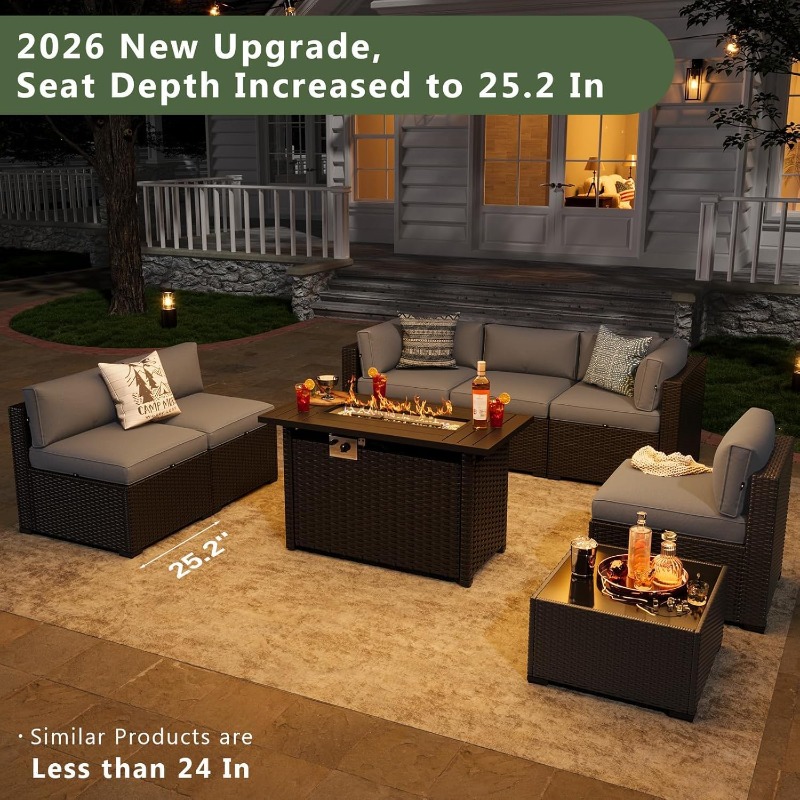 ชุดเฟอร์นิเจอร์ลานบ้าน Aoxun 8 - Outdoor Furniture Fire Pit บทวิจารณ์และราคา