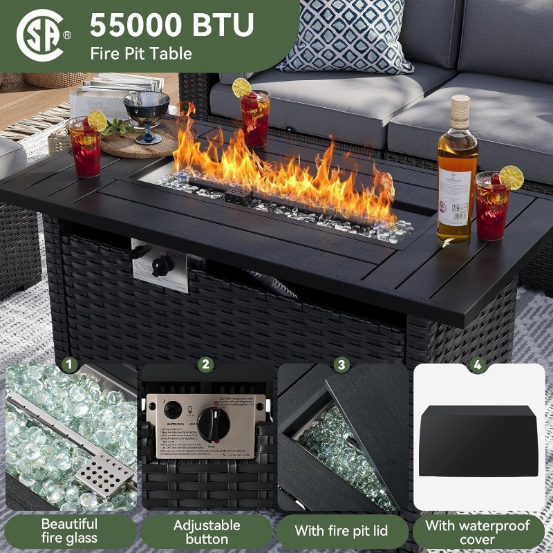 ชุดเฟอร์นิเจอร์ลานบ้าน Aoxun 8 - Outdoor Furniture Fire Pit บทวิจารณ์และราคา